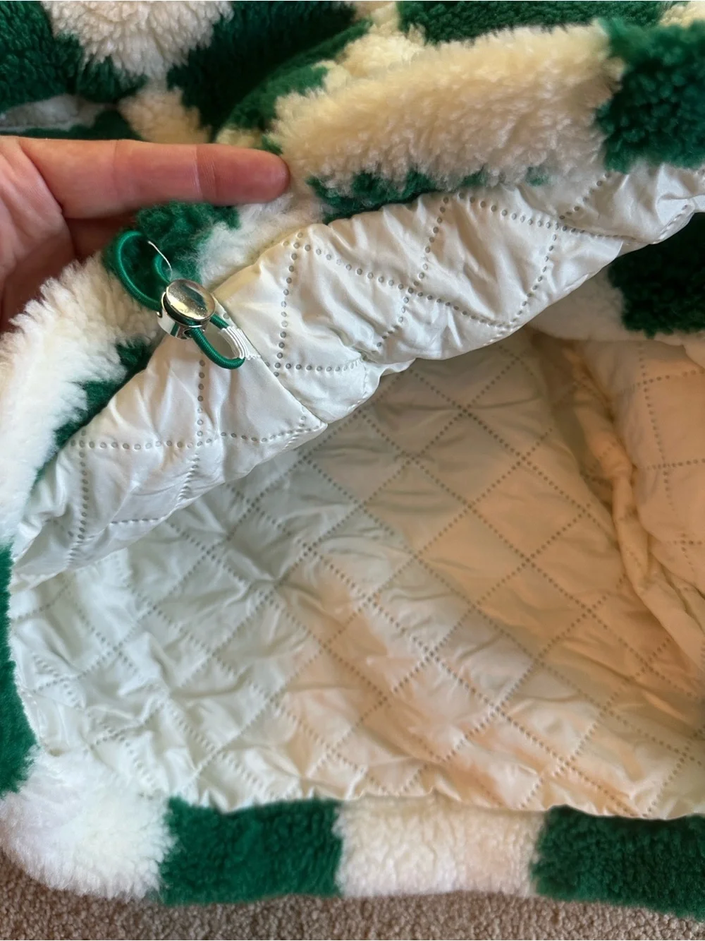 Disney green white checked fleece Donald Duck jacket